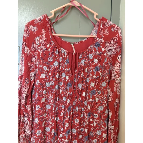 Free People Red Floral Mini Dress - Picture 5 of 10